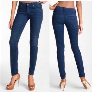 Mother Womens 31 Blue Denim Bright Eyes The Looker Skinny Jeans Stretch Mid Rise